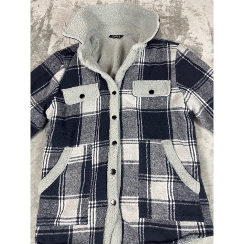 Fozexi Flannel Shacket Men's M Plaid Sherpa Lined Fleece Shirt Jacket Outdoorsy - Picture 3 of 5